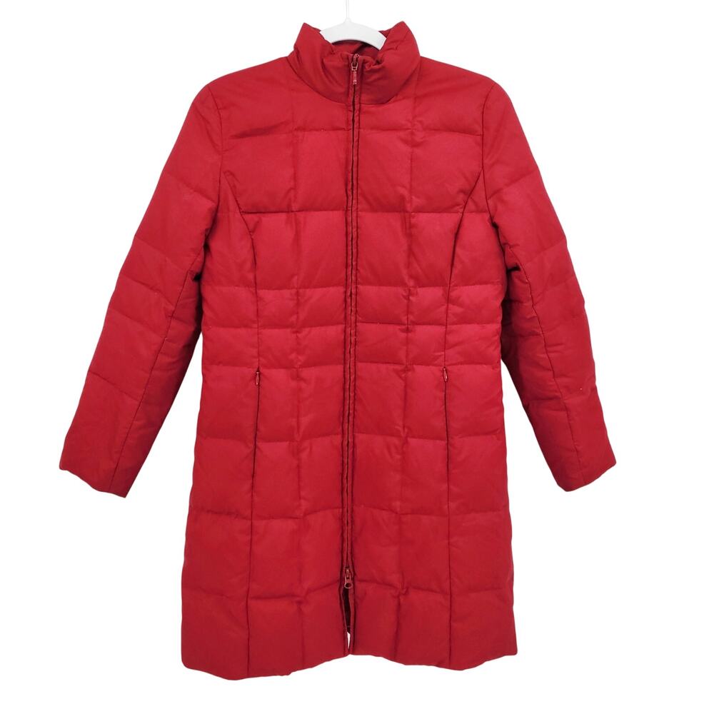 Ann Taylor Red Quilted Goose Down Puffer Jacket Parka Coat Women’s Size SP